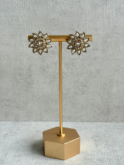 Ayura Designs Amaya Necklace Set with Studs – Antique Finish in Crystal Stones with Pearl Strands