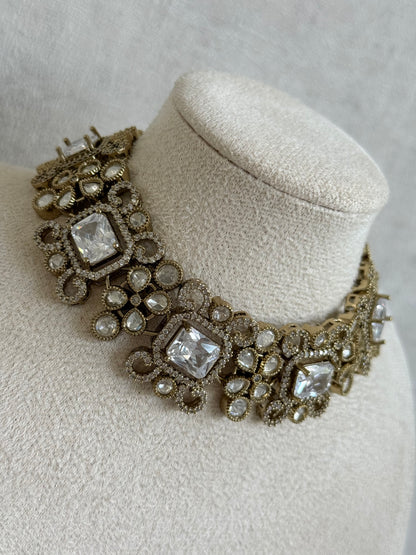 Ayura Designs Celine Set with Earrings – Moissanite Crystal Statement Set