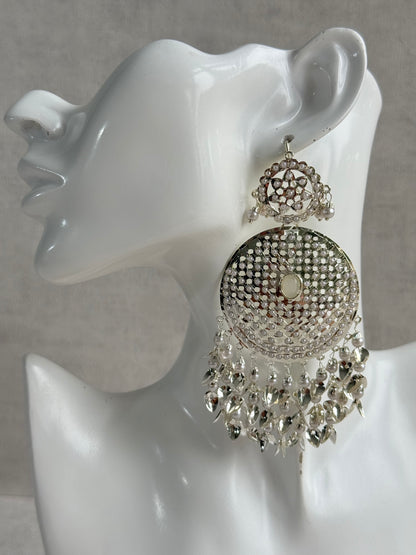 Ayura Designs Seerat Earrings – Silver Pippal Patti Design with Pearls