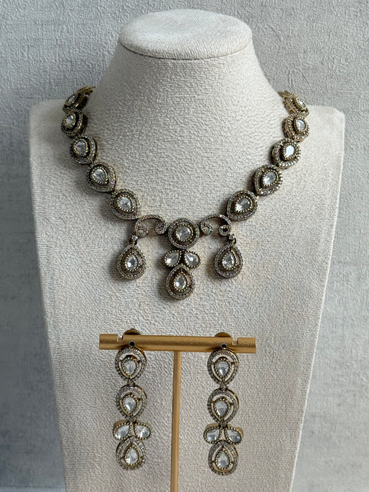 Ayura Designs Bianca Necklace Set with Earrings – Kundan, Crystals & Gold Finish
