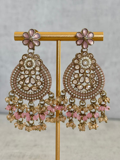Ayura Designs Geela Earrings – Blush Pink Kundan & Pearl Statement Earrings
