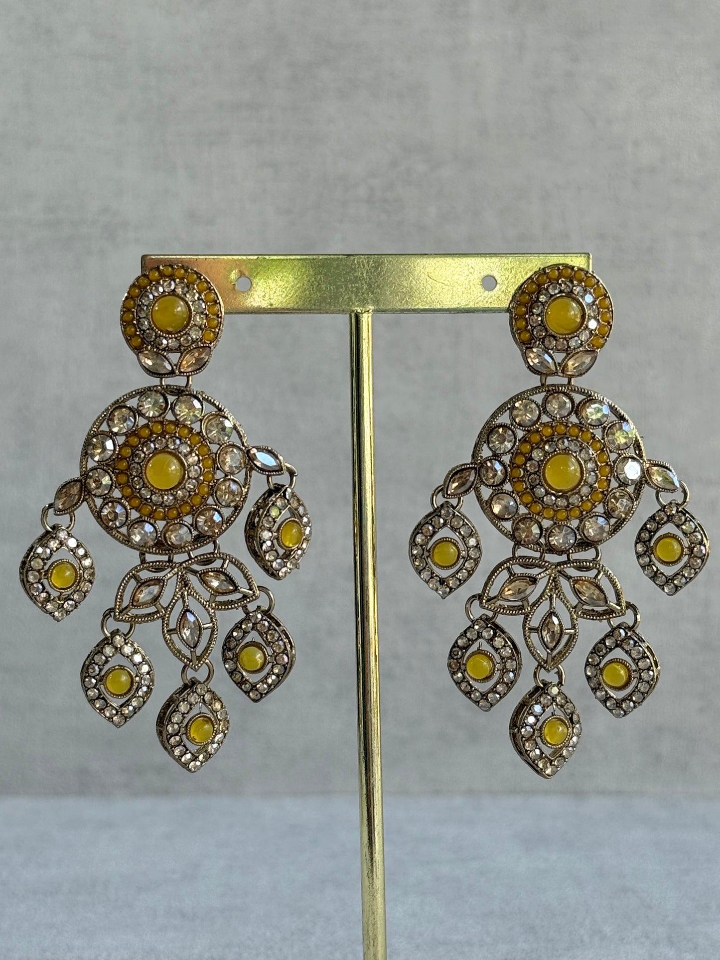 Ayura Designs Vanika Earrings – Marigold & Champagne Crystal Gold Finish