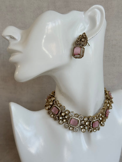 Ayura Designs Celine Set with Earrings – Moissanite Blush Pink Statement Set