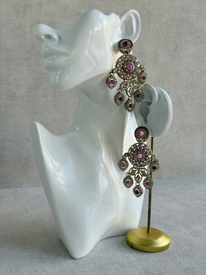 Ayura Designs Vanika Earrings – Mauve Purple & Champagne Crystal Gold Finish