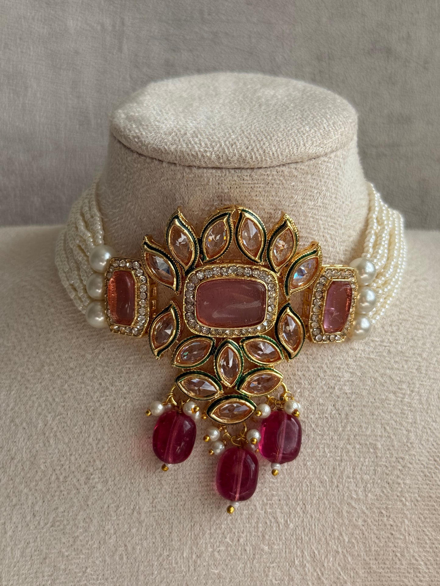 Ayura Designs Raaz Set with Necklace & Earrings – Ink Blue Stones, Kundan Detailing & Antique Gold Finish