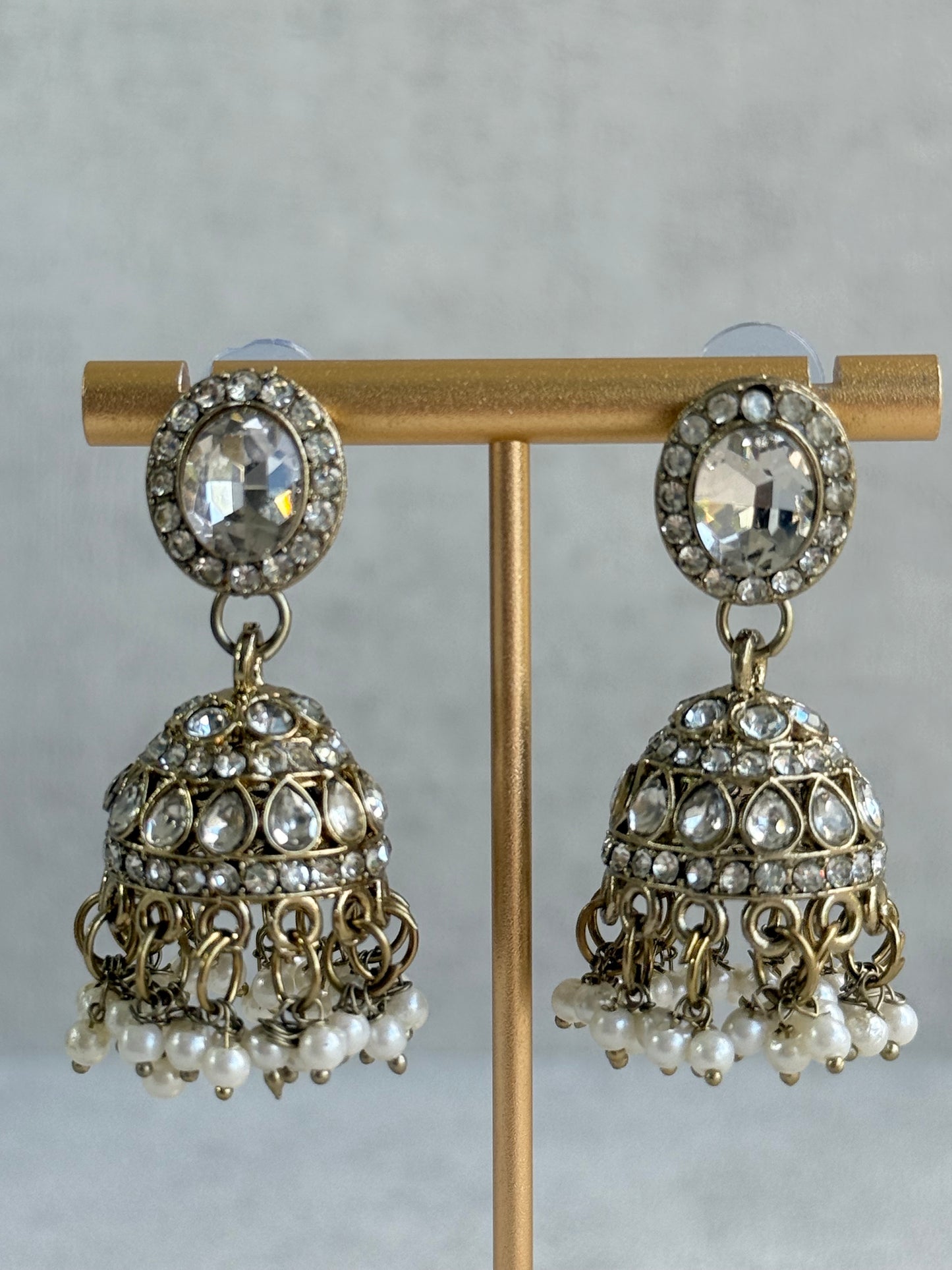 Ayura Designs Eira Necklace Set with Earrings & Tikka – Crystal Stones with Antique Gold Finish