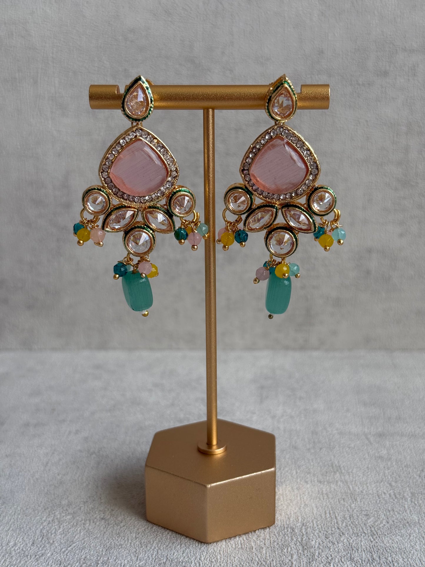 Ayura Designs Paheli Set with Earrings – Multicolour Stones, Kundan Detailing & Pearl Strands