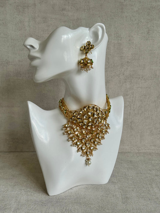 Ayura Designs Sophia Set with Earrings – Kundan Stones, Pearl Detailing & Gold Finish