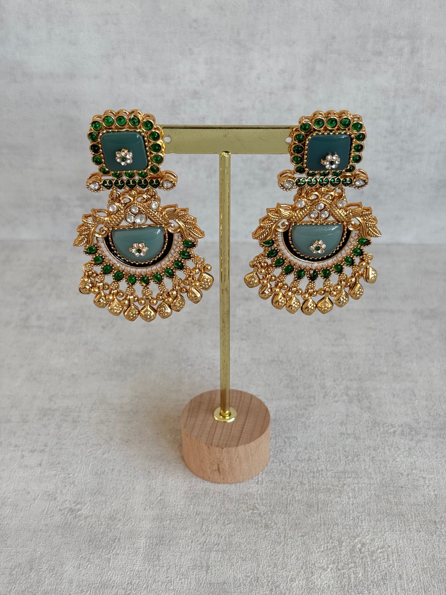 Ayura Designs Aranya Earrings – Sage Green & Emerald Green Statement Earrings
