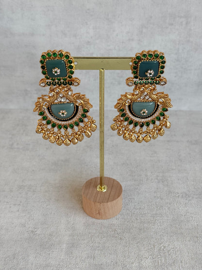 Ayura Designs Aranya Earrings – Sage Green & Emerald Green Statement Earrings