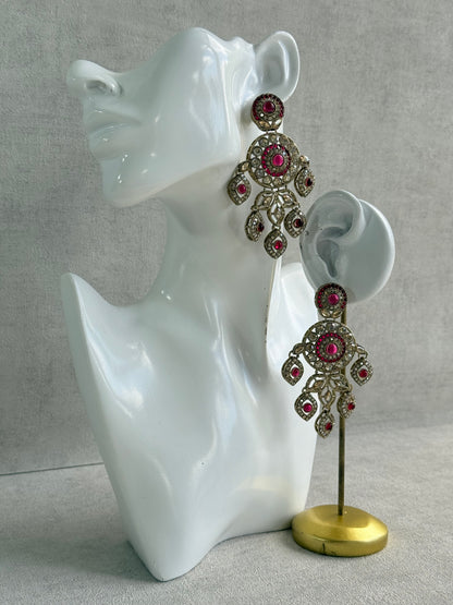 Ayura Designs Vanika Earrings – Rani Pink & Champagne Crystal Gold Finish