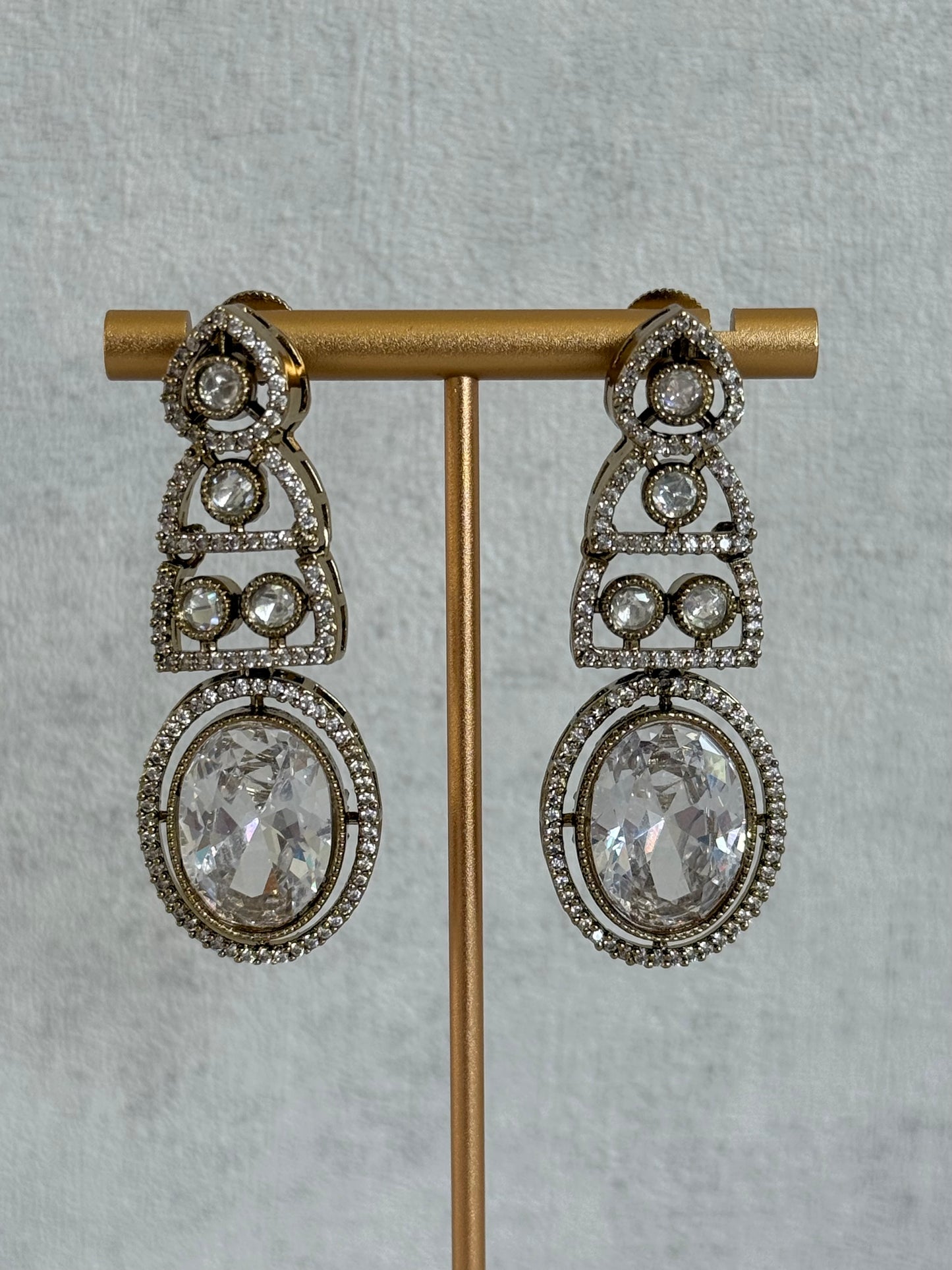 Ayura Designs Sadie Necklace Set with Earrings – Moissanite Style Stones & Crystal Halo Detailing