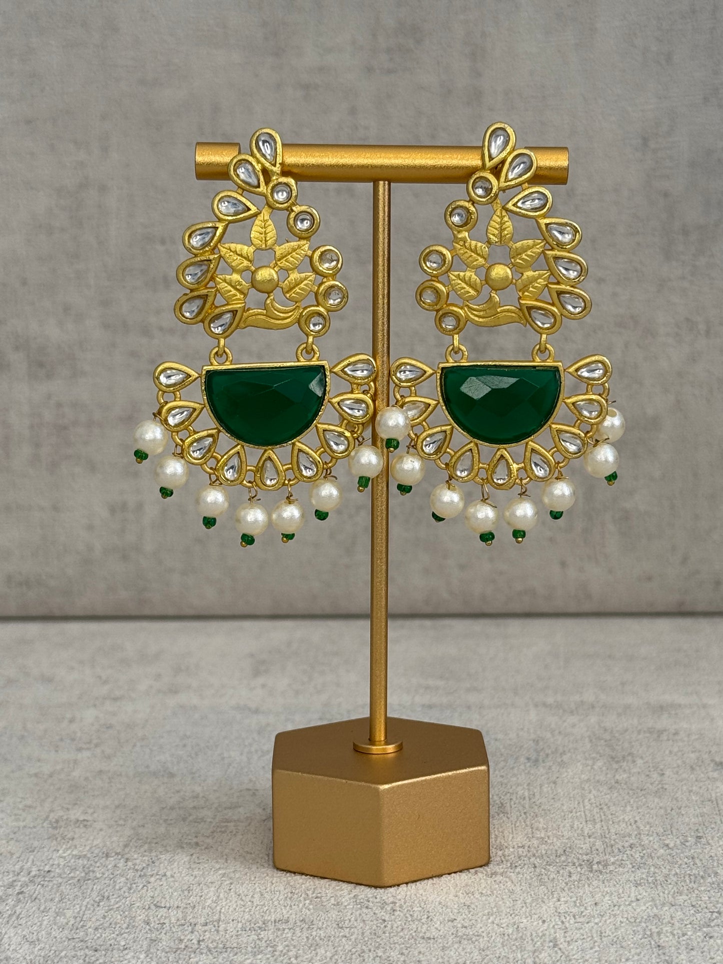 Ayura Designs Vaanya Earrings – Navy Blue Kundan & Pearl Earrings