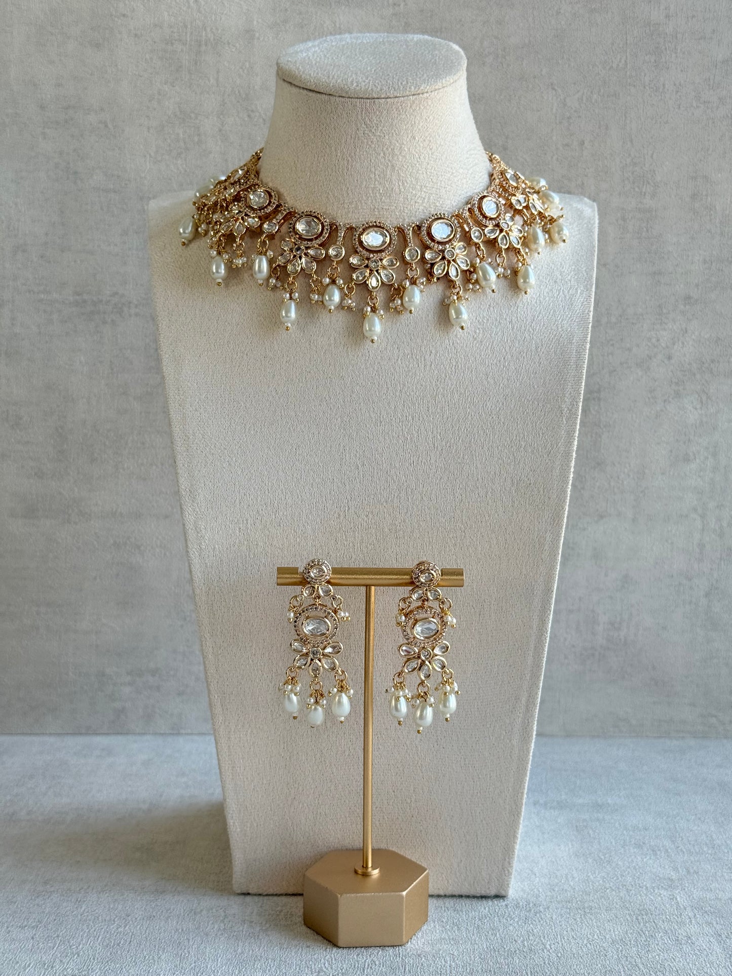 Ayura Designs Ipsita Necklace Set with Earrings – Kundan & Pearl Drop Detailing