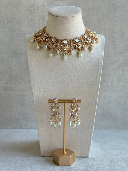 Ayura Designs Ipsita Necklace Set with Earrings – Kundan & Pearl Drop Detailing