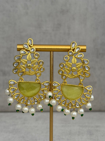 Ayura Designs Vaanya Earrings – Yellow Kundan & Pearl Earrings