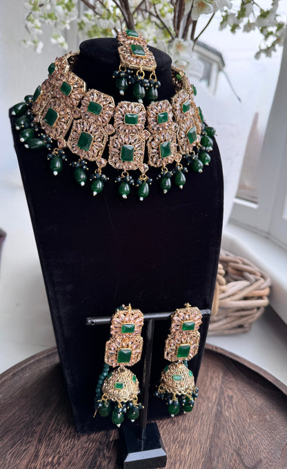 Emerald Green & Antique Gold Set