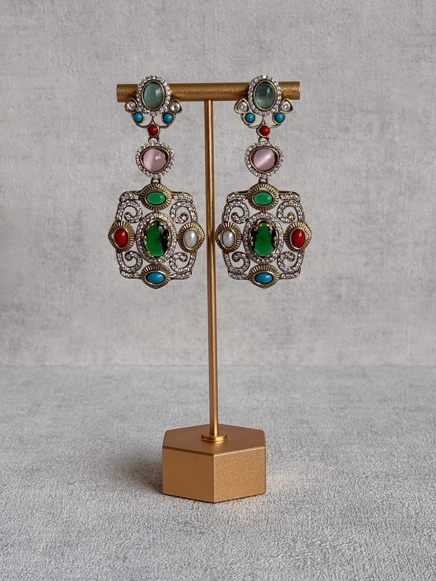 Ayura Designs Ella Statement Earrings – Multicolour Stones & Crystal Detailing