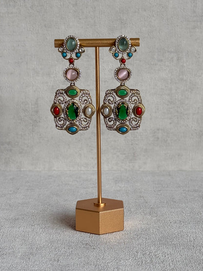 Ayura Designs Ella Statement Earrings – Multicolour Stones & Crystal Detailing