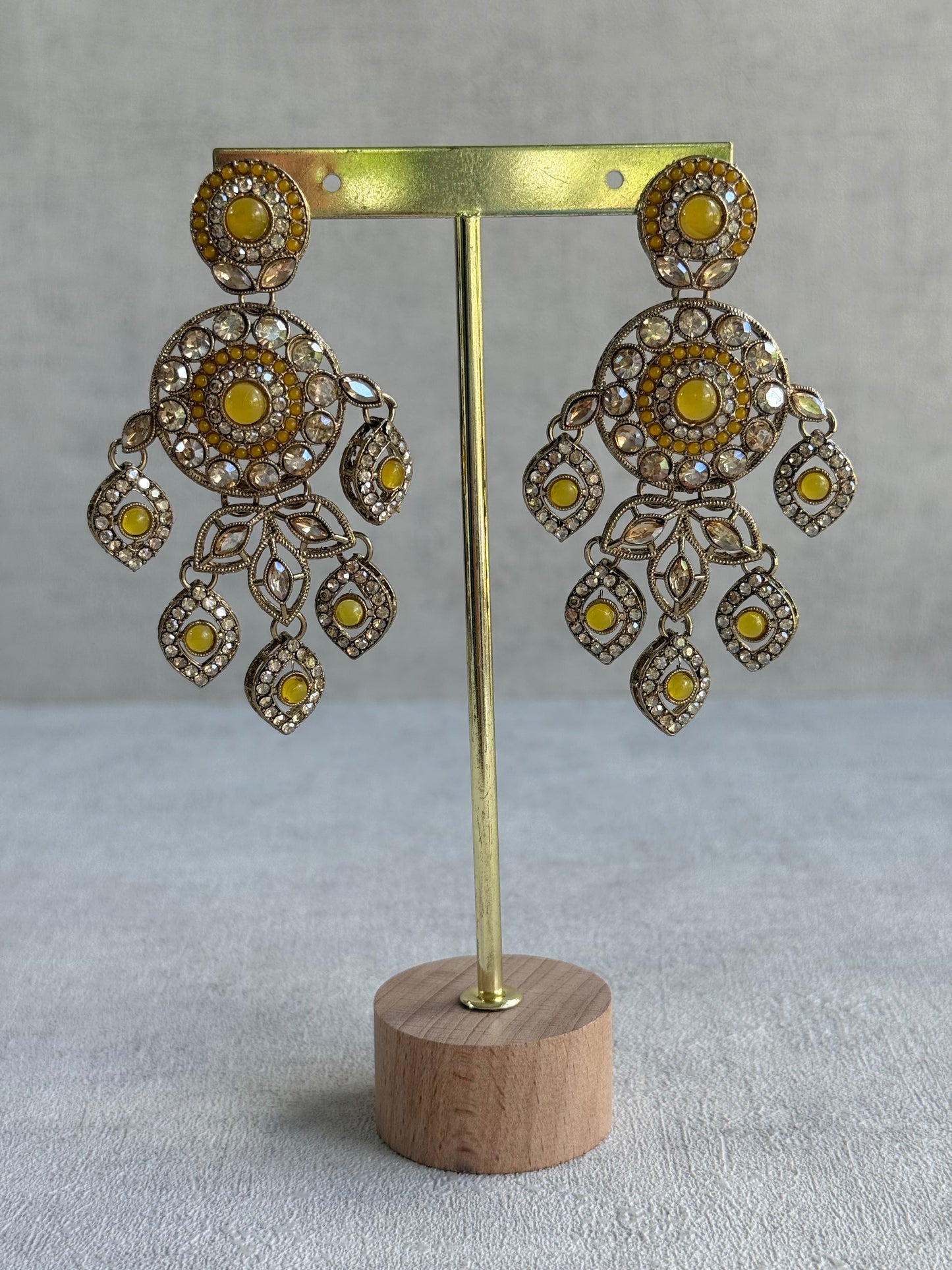 Ayura Designs Vanika Earrings – Marigold & Champagne Crystal Gold Finish