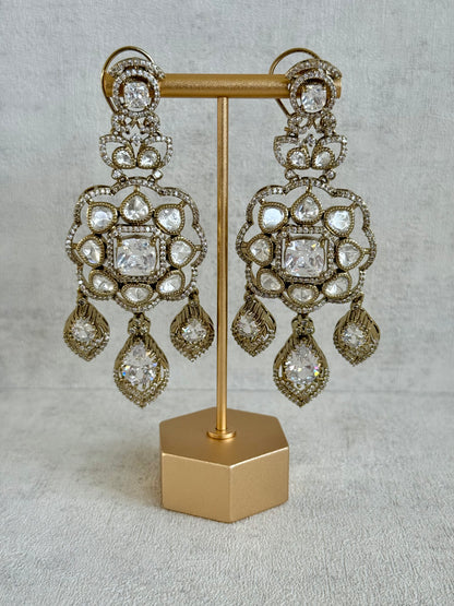Ayura Designs Kiyah Bridal Set with Necklace, Earrings & Tikka – Moissanite Stones with Antique Gold Finish