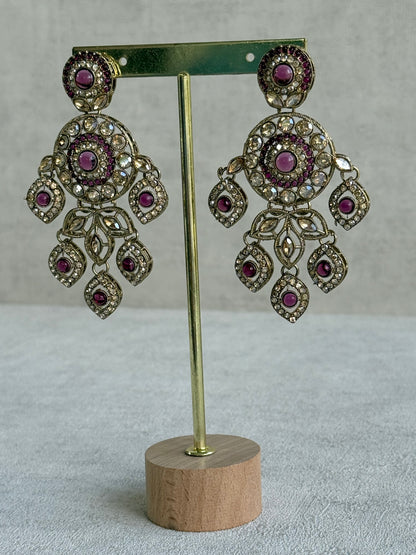 Ayura Designs Vanika Earrings – Mauve Purple & Champagne Crystal Gold Finish