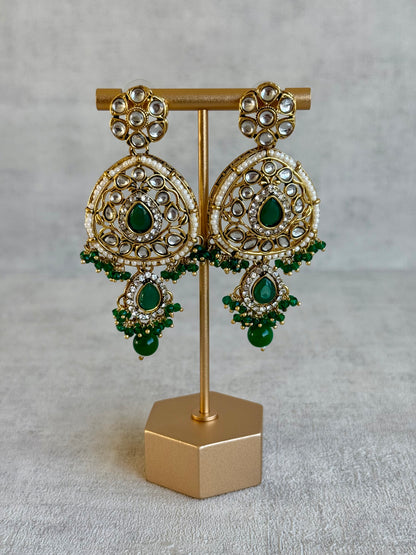 Ayura Designs Zarmeen Choker Set with Earrings & Tikka – Mirror-Cut Stones, Antique Gold Finish and Emerald Green Beads
