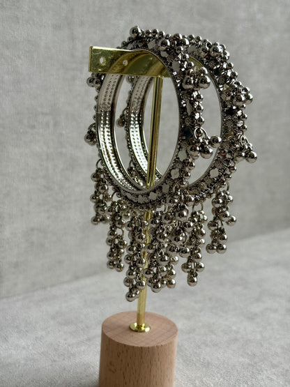 Ayura Designs Saawan Bangles – Silver Finish with Ghungroo Drops