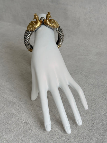 Ayura Designs Aayra Peacock Kangan Bracelet – Dual Tone Twin Peacock Design with Bird Motif Detailing