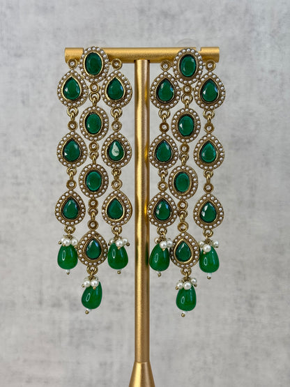 Ayura Designs Mia Earrings – Handcrafted Gold-Toned Cascading Earrings with Clear Kundan Stones, Pearl Accents & Elegant Drop Detailing