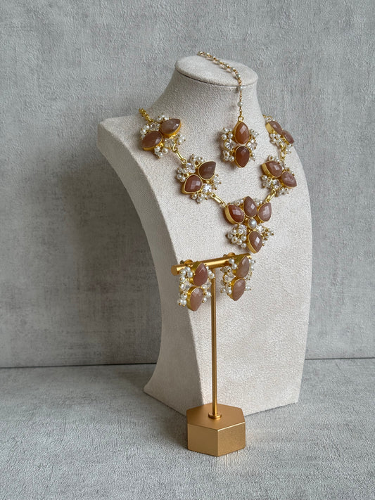 Ayura Designs Solara Set with Tikka & Earrings – Sunstone, Crystals & Pearls