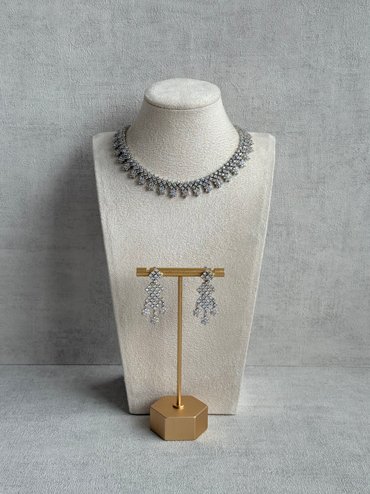 Ayura Designs Camille Set with Earrings – Diamond-Cut Crystal Necklace & Statement Drop Earrings
