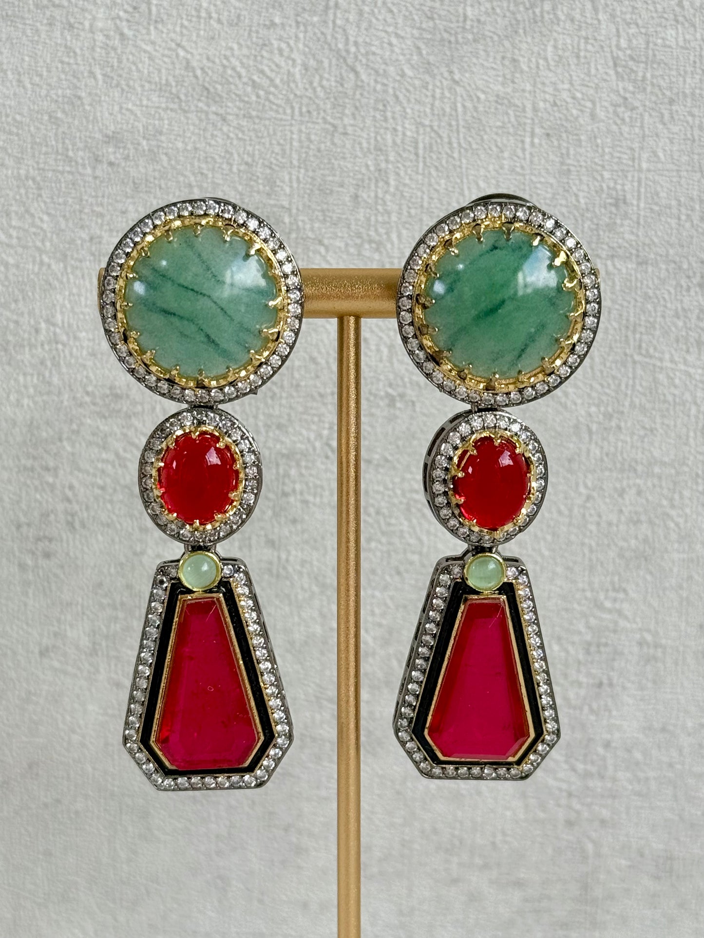 Ayura Designs Ophelia Set with Necklace & Earrings – Navratan Stone Detailing with Antique Silver Finish