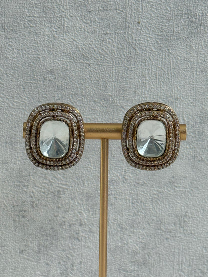 Ayura Designs Emma Choker Set – Multicolour Gemstone Choker & Studs with Mirror-Cut Centrepiece, Pearl Strands & Crystal Borders