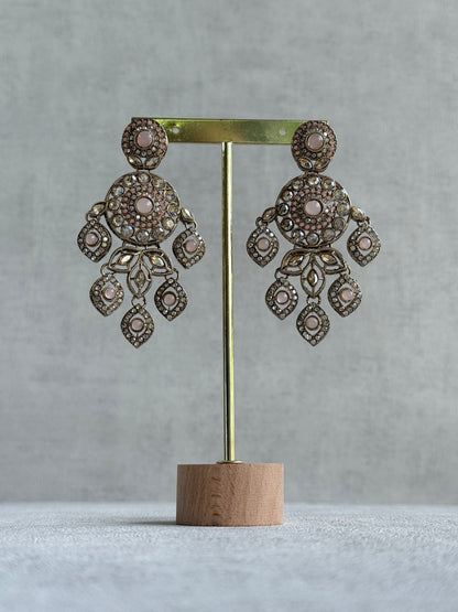 Ayura Designs Vanika Earrings – Blush Pink & Champagne Crystal Gold Finish