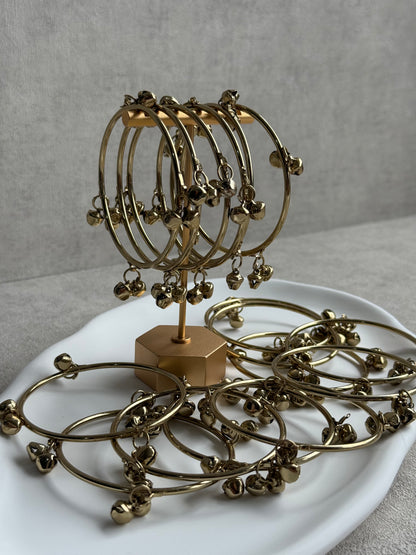 Ayura Designs Ujjala Churdiya/Bangles – Set of 4 Gold Bangles with Ghungroo Detailing