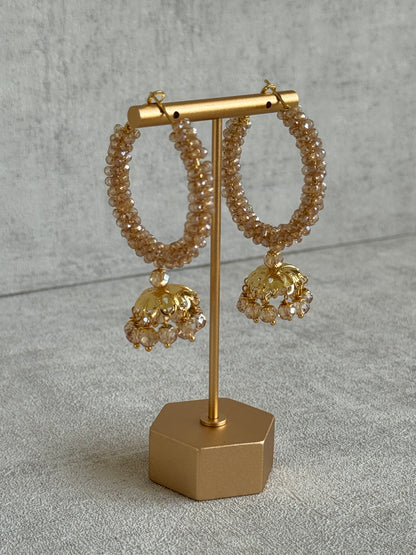 Ayura Designs Tara Balis – Gold Crystal-Wrapped Hoops with Jhumki Drops
