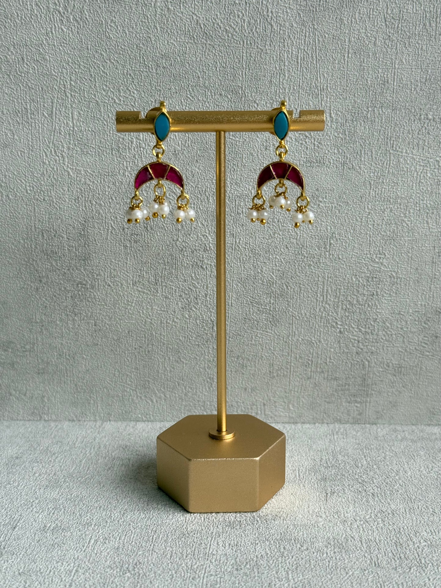 Ayura Designs Mahi Choker Set with Earrings – Meenakari Kundan Turquoise Blue & Hot Pink Detailing