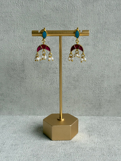 Ayura Designs Mahi Choker Set with Earrings – Meenakari Kundan Turquoise Blue & Hot Pink Detailing
