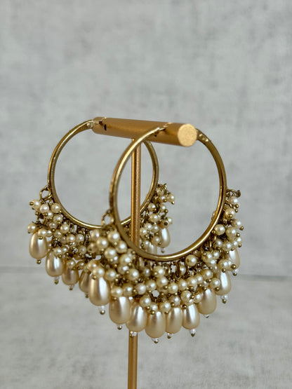 Ayura Designs Jhanak Balis – Antique Gold Pearl Hoops