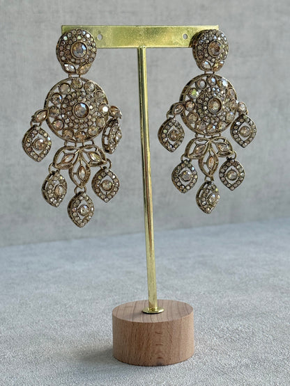 Ayura Designs Vanika Earrings – Champagne Crystal Gold Finish