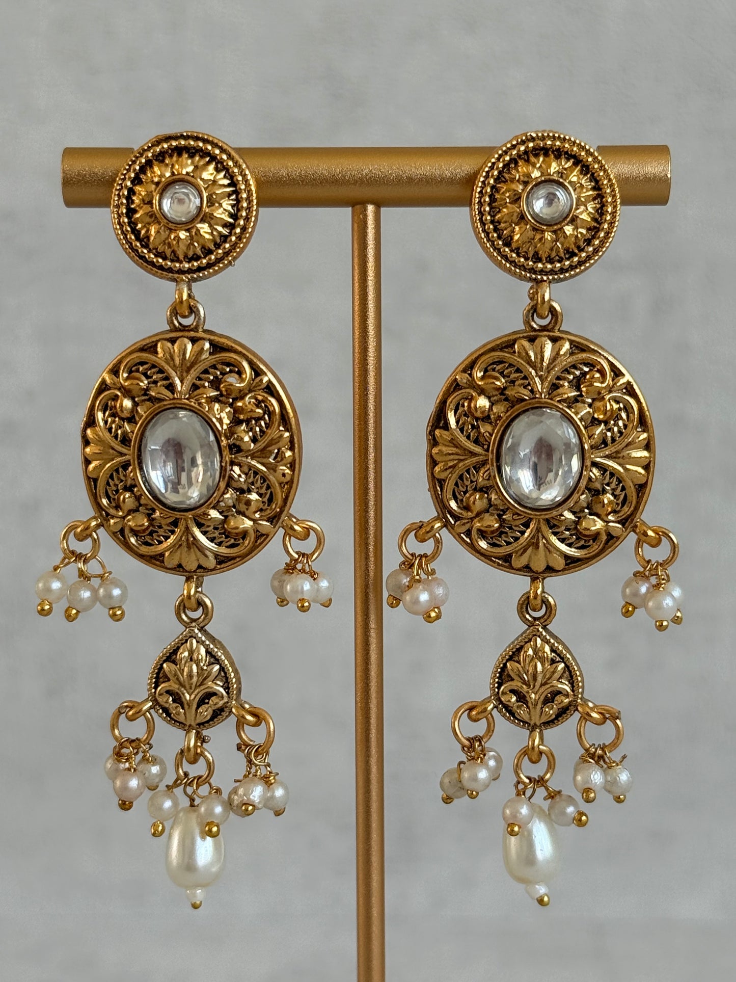 Ayura Designs Mohak Choker Set with Earrings & Tikka – Gold Waterfall Design with Kundan & Pearl Drops