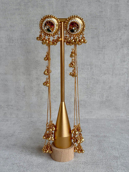 Ayura Designs Hans Earrings – Kashmiri-Inspired Meenakari with Ruby, Emerald & Pearl Detailing