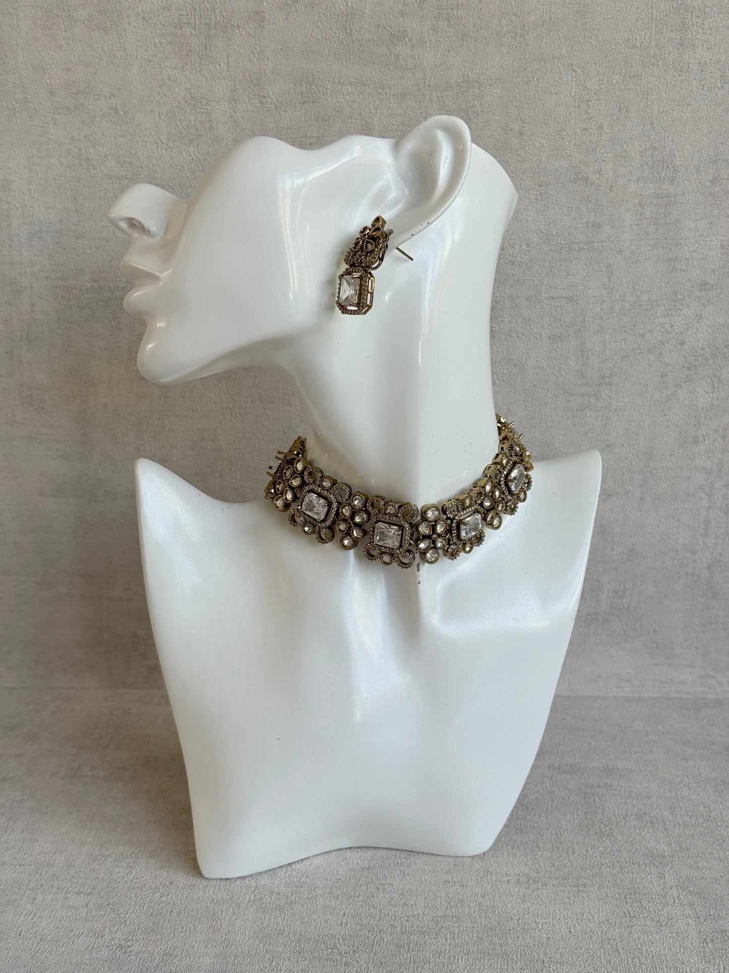 Ayura Designs Celine Set with Earrings – Moissanite Crystal Statement Set