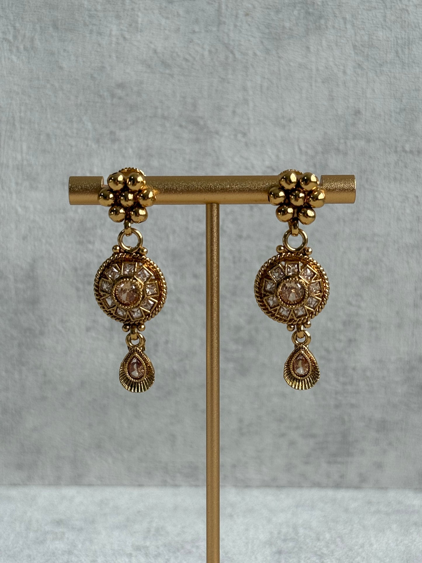 Ayura Designs Nithya Set – Gold Necklace & Earrings with Champagne Crystal Stones