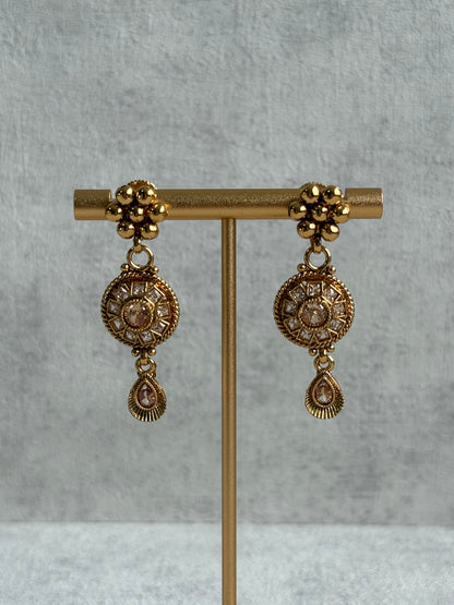 Ayura Designs Nithya Set – Gold Necklace & Earrings with Champagne Crystal Stones