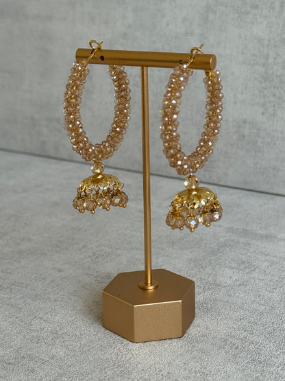 Ayura Designs Tara Balis – Gold Crystal-Wrapped Hoops with Jhumki Drops