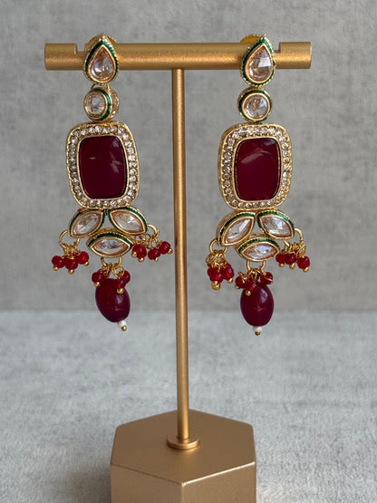 Ayura Designs Raaz Set with Necklace & Earrings – Ruby Red Stones, Kundan Detailing & Antique Gold Finish