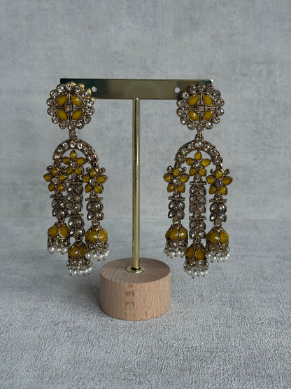 Ayura Designs Soraya Earrings – Yellow Stones, Champagne Crystals, Pearl Detailing & Gold Finish