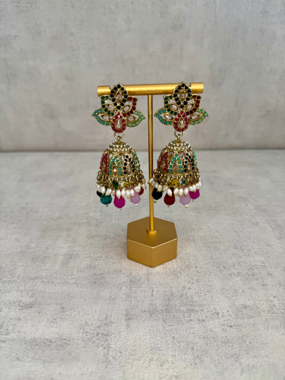 Ayura Designs Wafa Jhumkis – Gold & Multicolor Earrings
